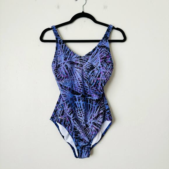 Speedo One Piece Swimsuit purple blue abstract woman’s 6 - Picture 1 of 11